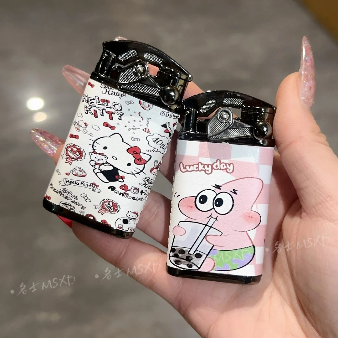 凯蒂猫卡通打火机充气防风直冲个性女生贴皮砂轮点火送男友礼物潮