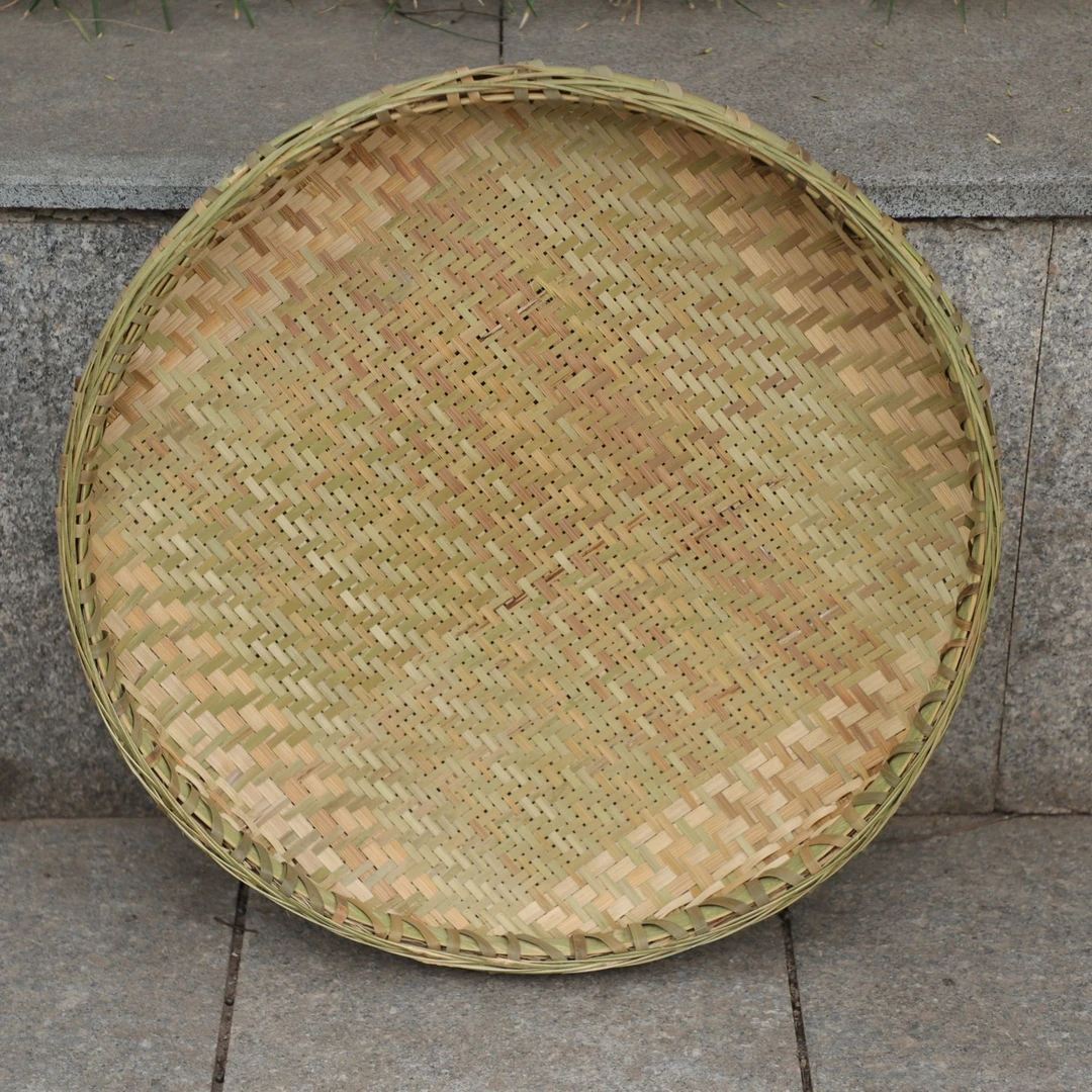 手工编织农家过滤晾晒两用竹筛子筛油菜籽有孔簸箕老式加固米筛