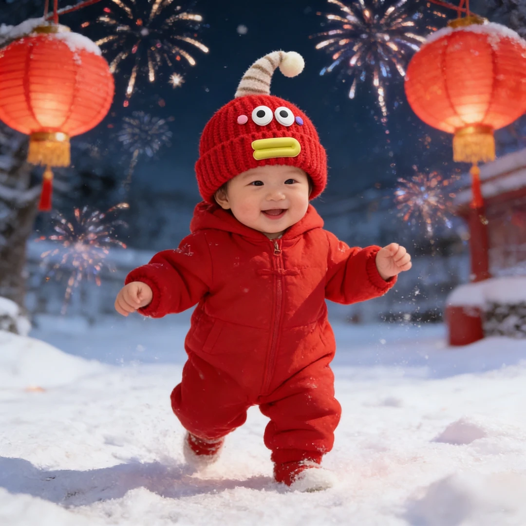 【萌点】婴幼儿帽子秋冬保暖针织套头帽男女宝宝小月龄防风毛线帽潮