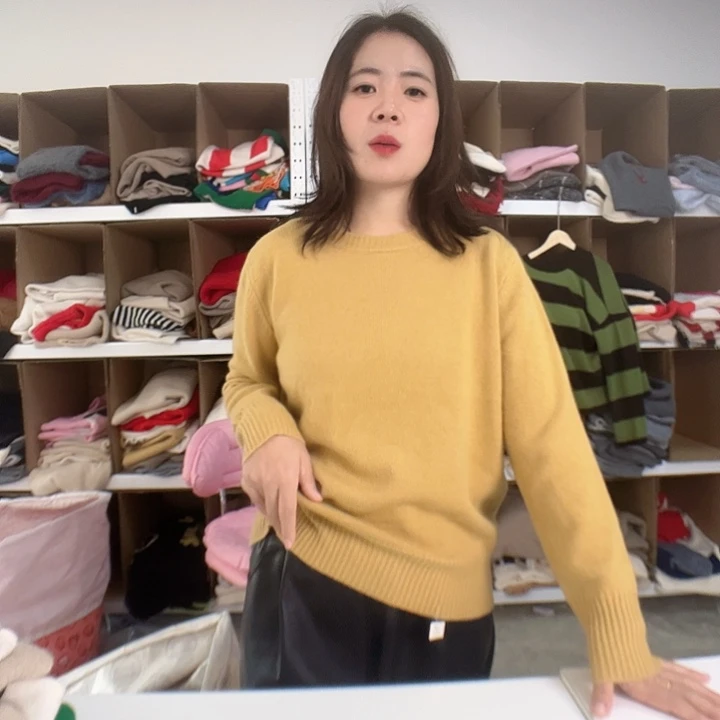 秋香黄色纯山羊绒均码