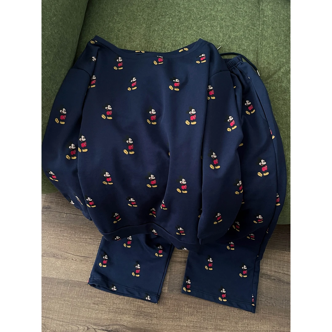 【露肩米奇】韩版甜美少女睡衣套装女春秋2025新款长袖长裤家居服