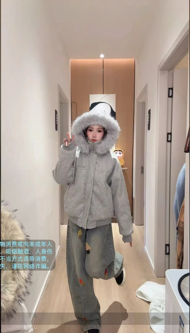 【座山雕可拆毛领连帽】2025新款休闲秋冬棉服保暖情侣款上衣外套