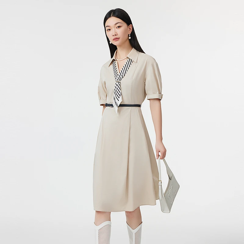BADINA简约通勤OL风衬衫连衣裙142U305