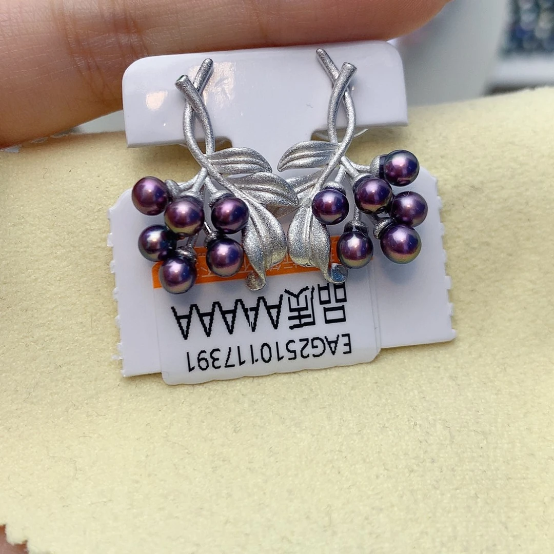 淡水珍珠耳饰银S925镶嵌W40