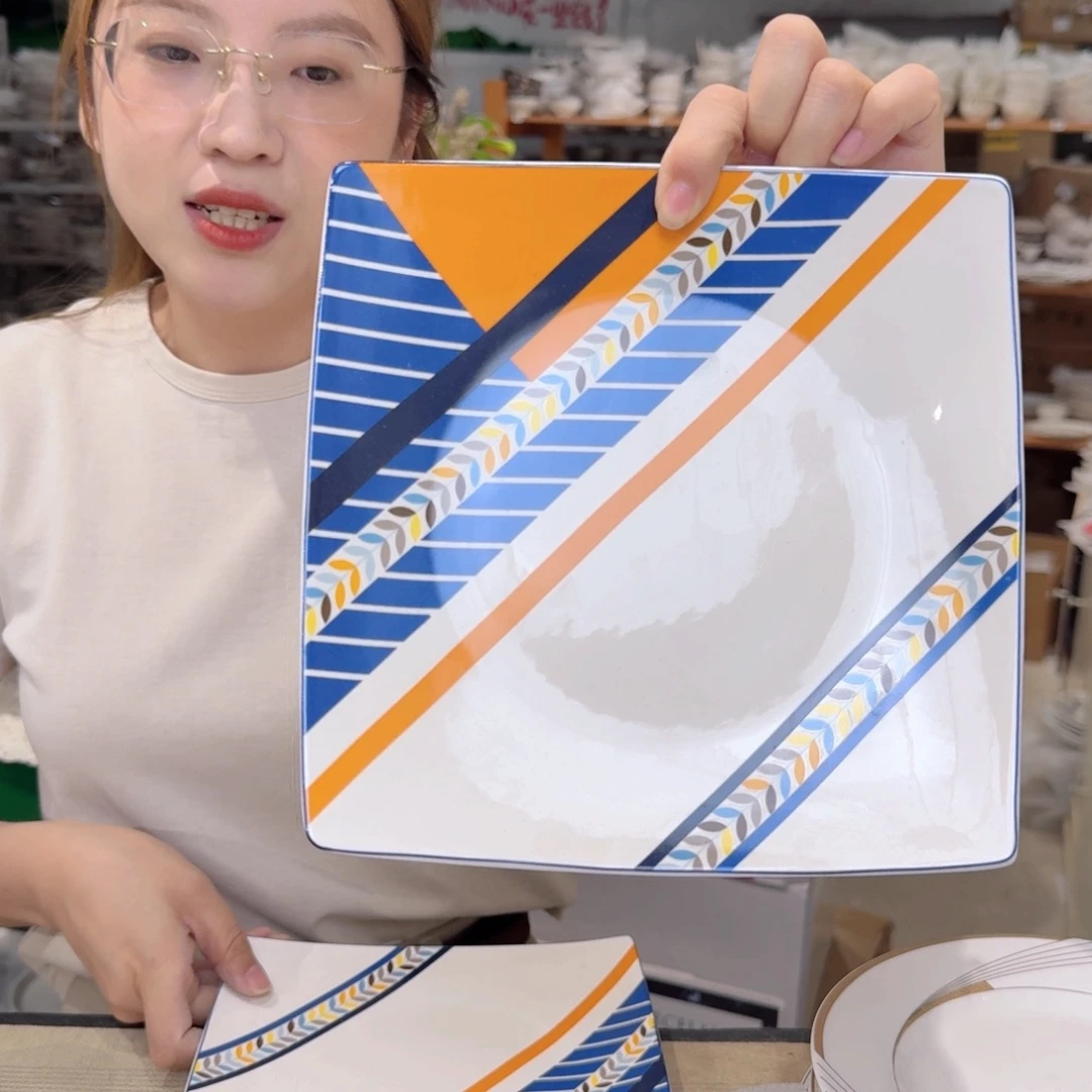 骨瓷骨瓷8英寸20cm平盘4只外贸骨瓷