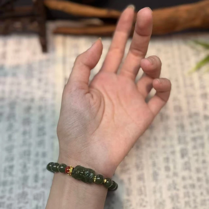 静姐专属-扎基拉姆和田单圈圆珠手串带证书MK1008