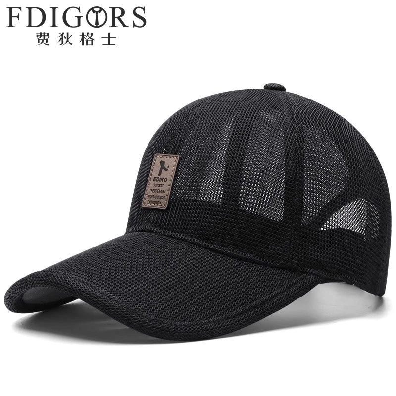 FDIGORS网眼帽子男款夏季高级感黑色透气钓鱼鸭舌帽大头围棒球帽