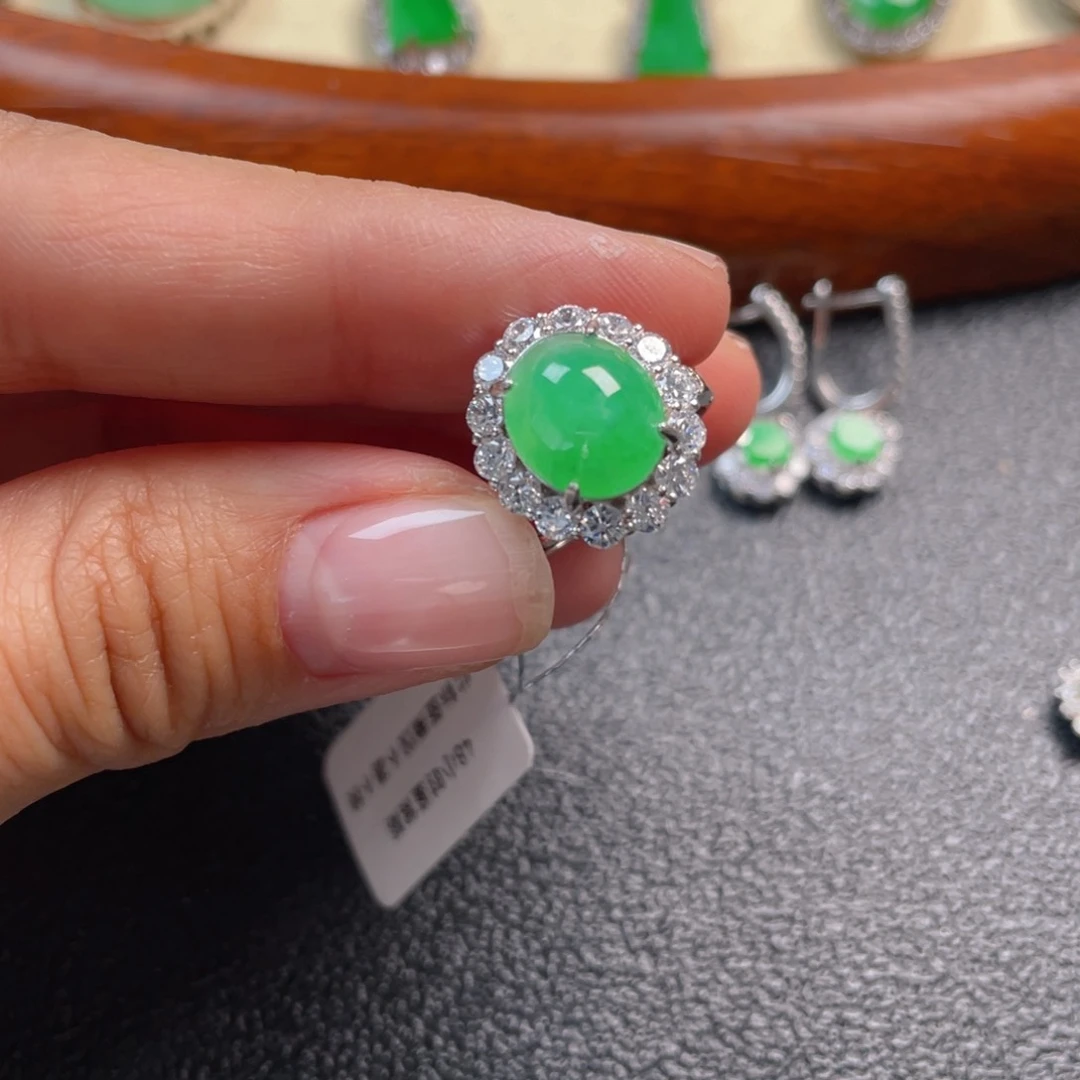 翡翠吊坠(不含链)银S925镶嵌戒指