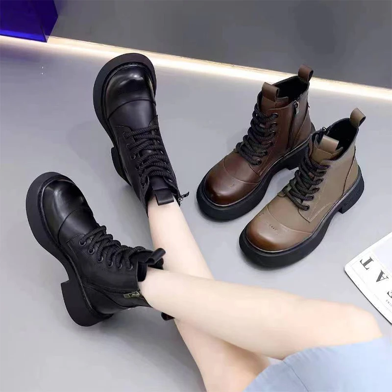 新款帅气英伦风擦色侧拉链马丁靴2023-9