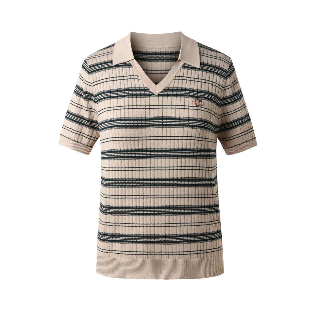 翻领莱赛尔天丝小衫 大码显瘦妈妈装上衣（76075）反季