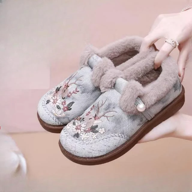 范哲萨老北京布鞋2025冬季新款加绒加厚保暖老人奶奶棉鞋民族风好