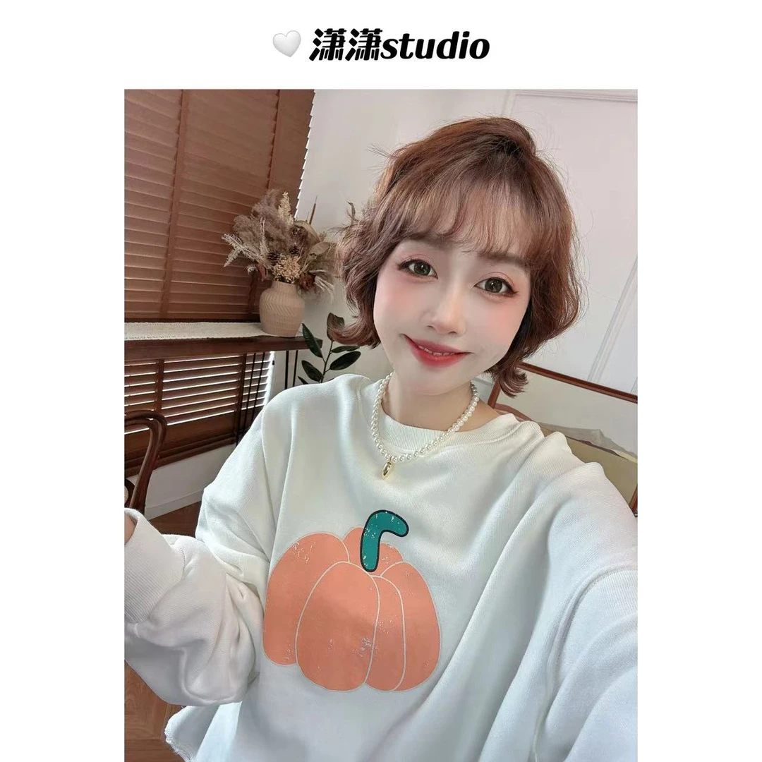 【南瓜卫衣】【品质超赞】【南瓜图案韩里韩气】潇潇毛圈棉卫衣XA0006