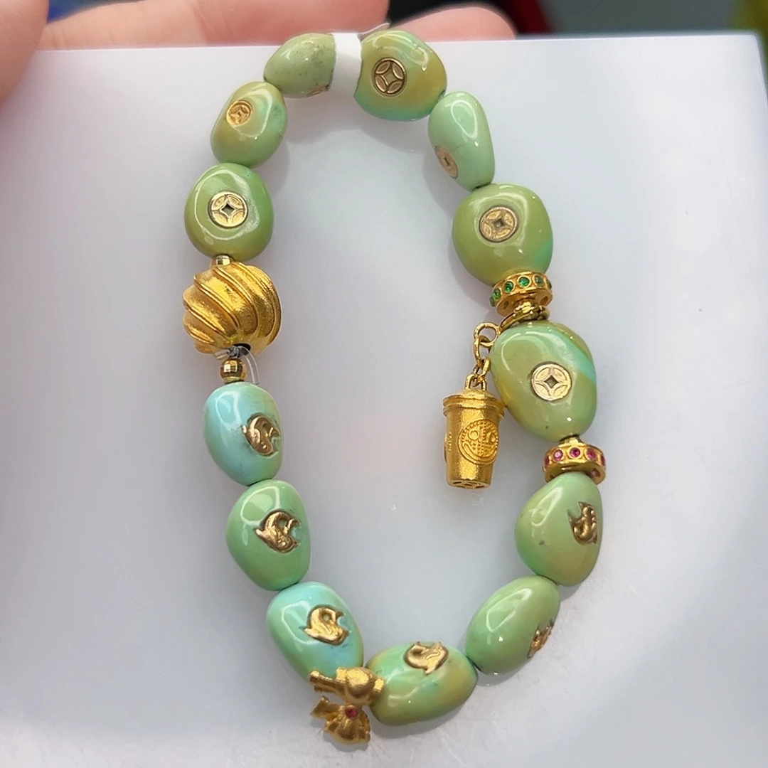 绿松石珠宝奇石18K金镶嵌