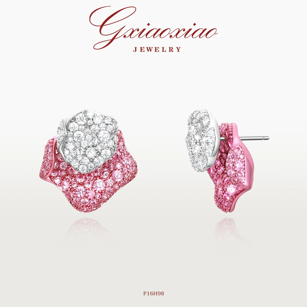 G XIAOXIAO 镀K金【限定】轻奢高级浪漫百搭双色花瓣耳环F16H98