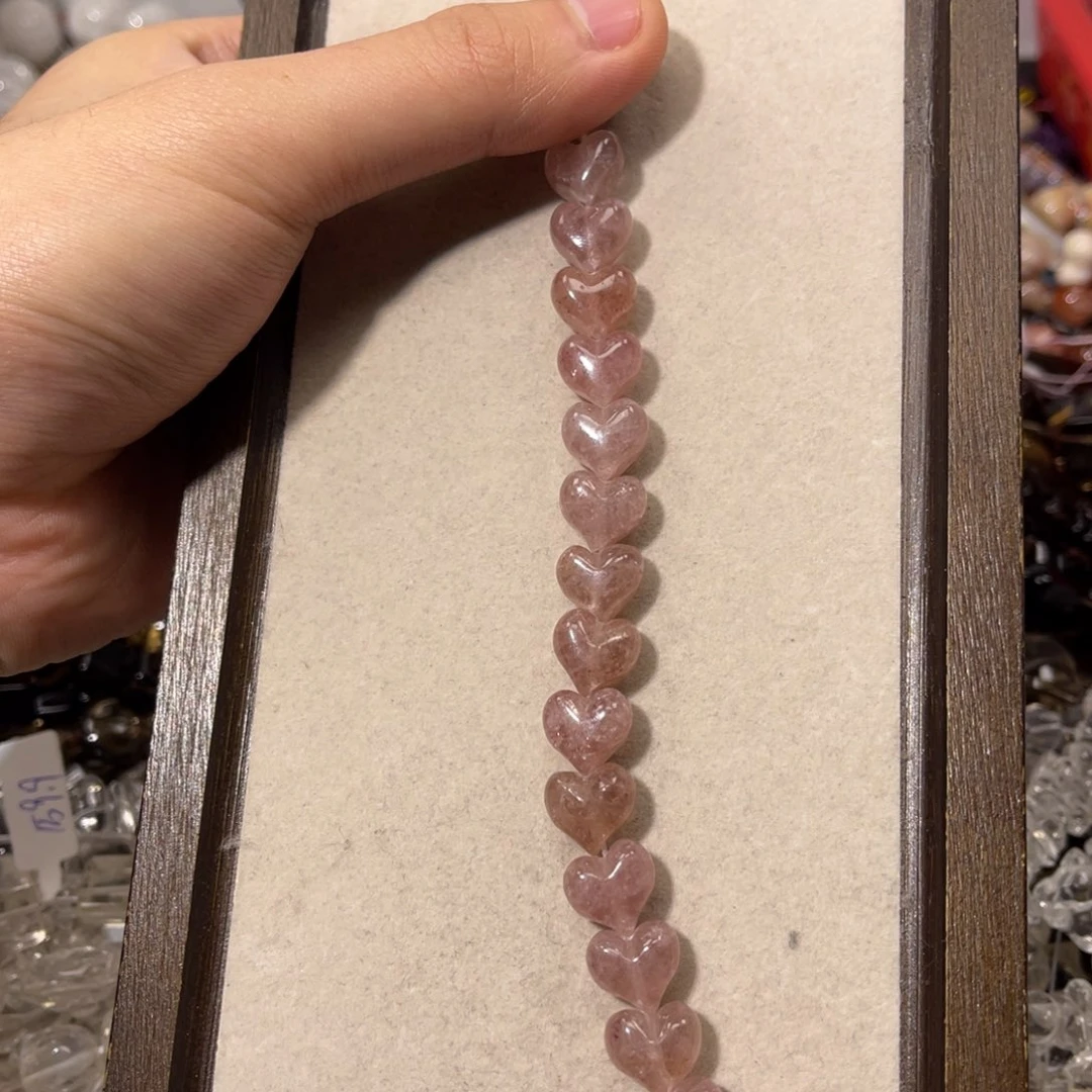 手链银S925镶嵌烟晶卡12草莓晶爱心屁桃到手15颗