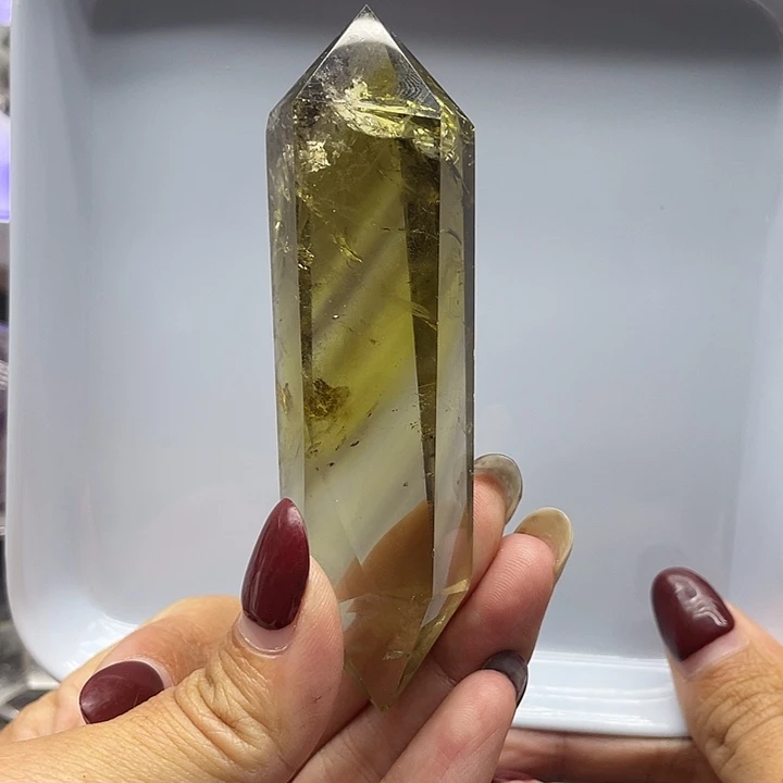 未镶嵌珠宝半成品水晶41黄水晶双尖高9.6宽2.7