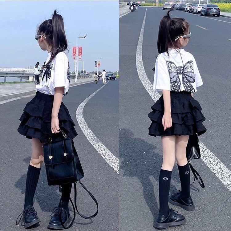 女童夏装蓬蓬裙蛋糕裙套装2025新款中大童韩版洋气甜美休闲两件套