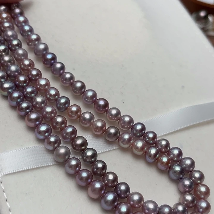 淡水珍珠银S925镶嵌颈饰7-8近圆无核选其一