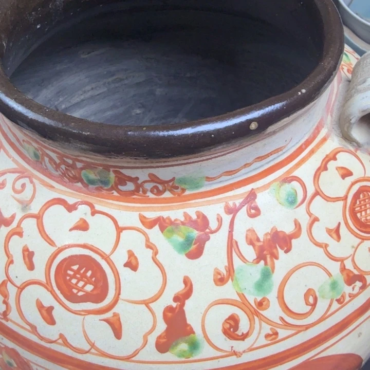 微***久红绿彩双系罐磁州窑