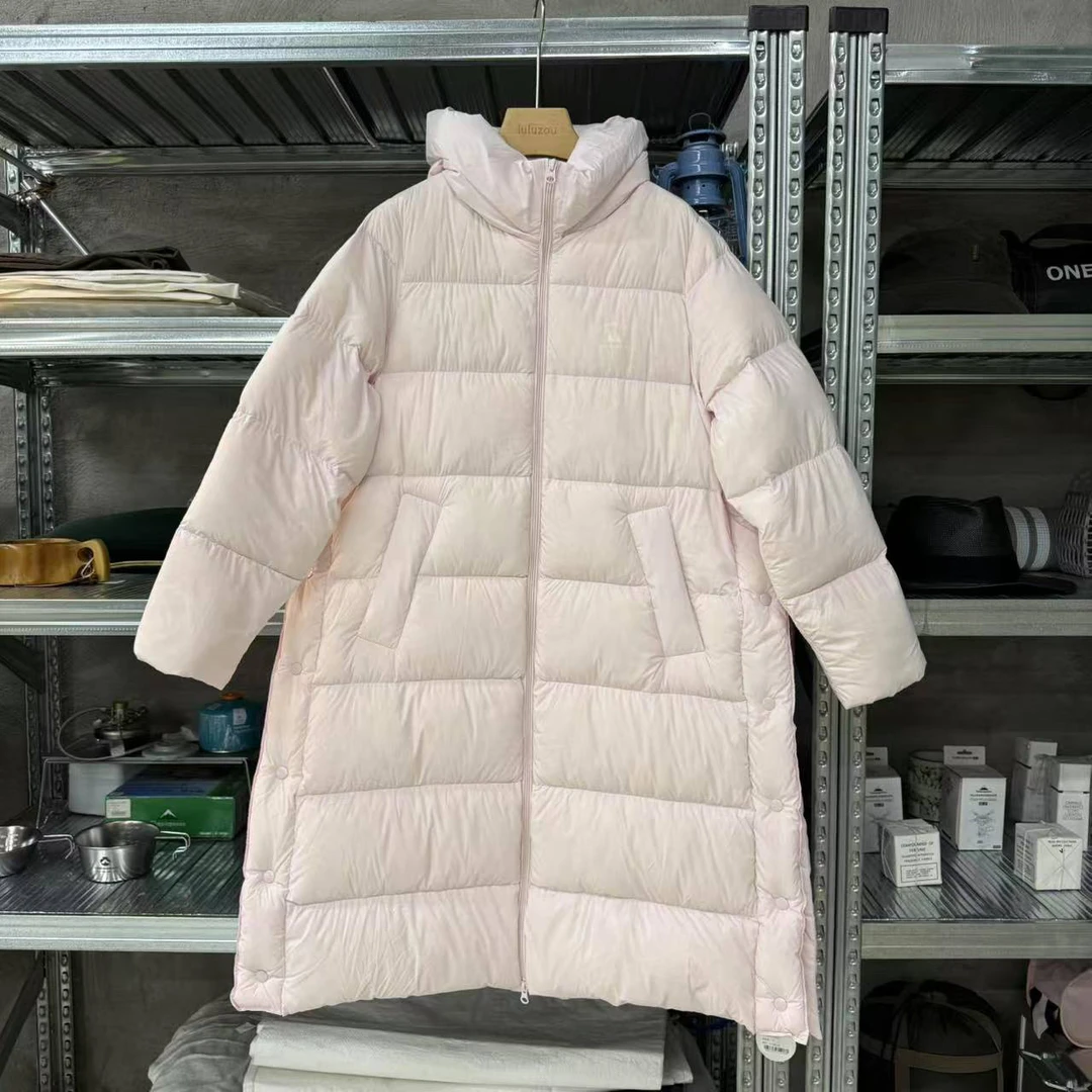 luluzou羽绒服常规女直筒拉链女款时尚运动女士连帽百搭8313