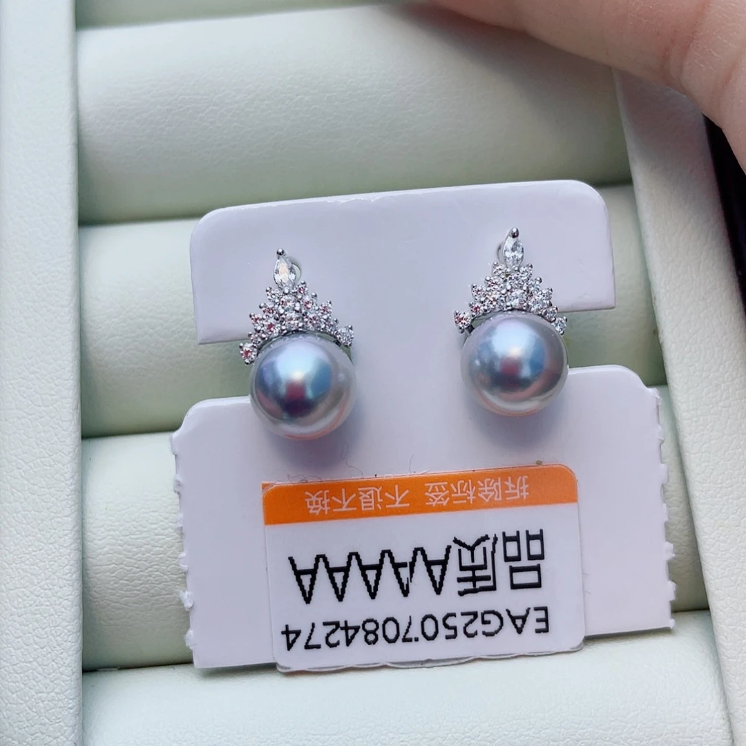 银S925镶嵌耳饰海水珍珠w50