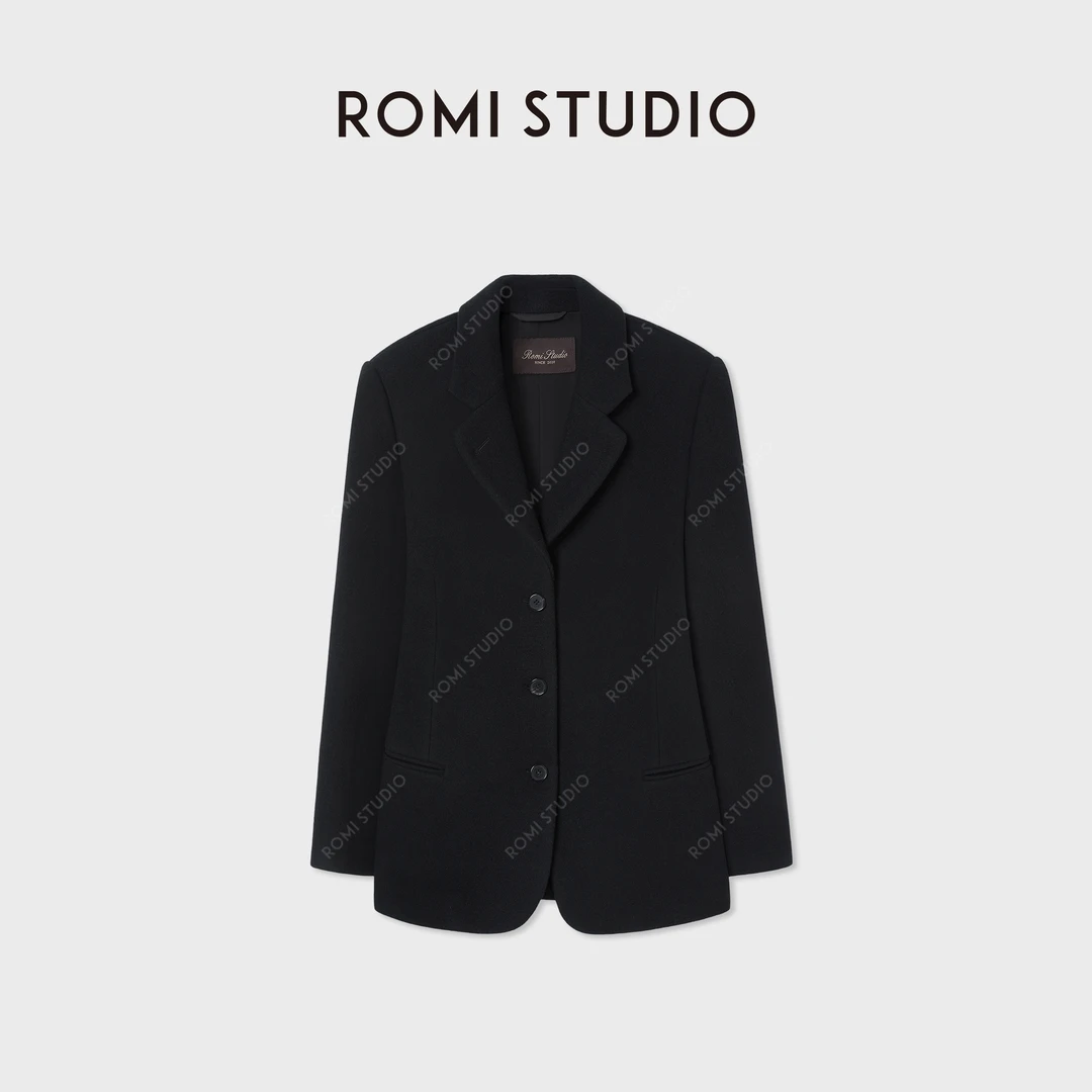 ROMI STUDIO“棕标甄选”山羊绒绵羊毛混纺西装大衣外套RW24WWN1210