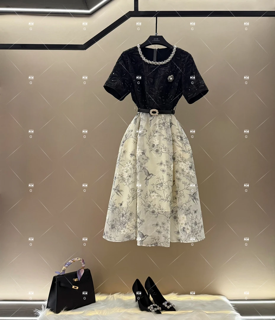 【M】春夏设计师优雅轻奢时尚显瘦气质连衣裙 GS-57200