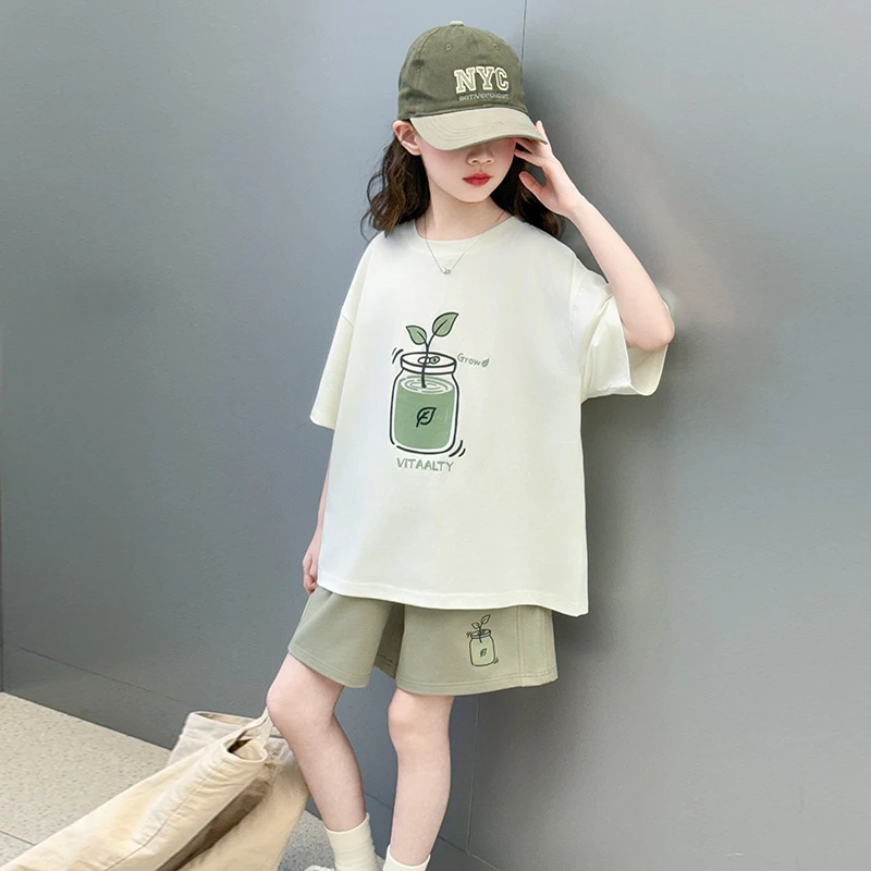 女童短袖套装运动休闲儿童夏季2024新款中大童短裤韩系女孩两件套