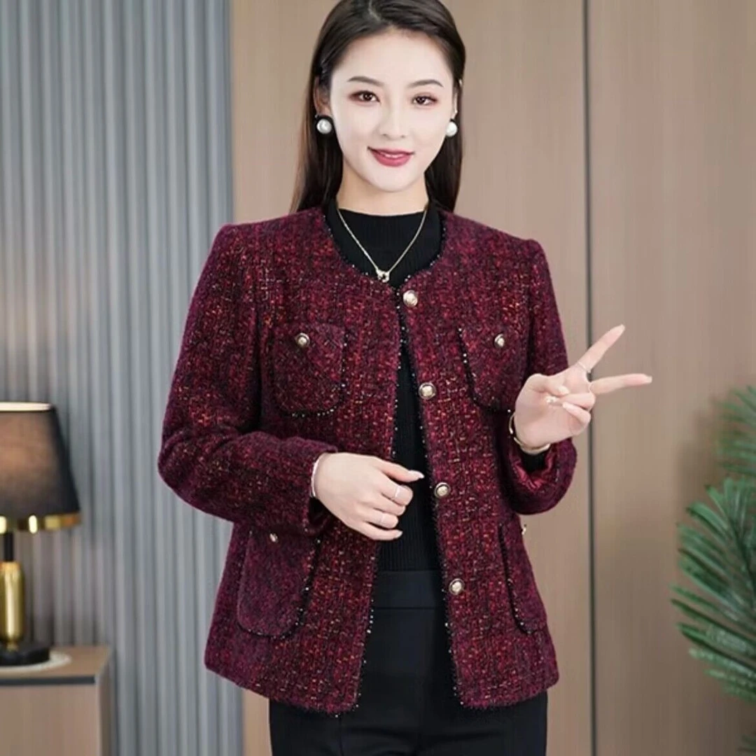 小香风外套减龄时尚妈妈装上衣中老年妈妈洋气显瘦短款夹克外套女