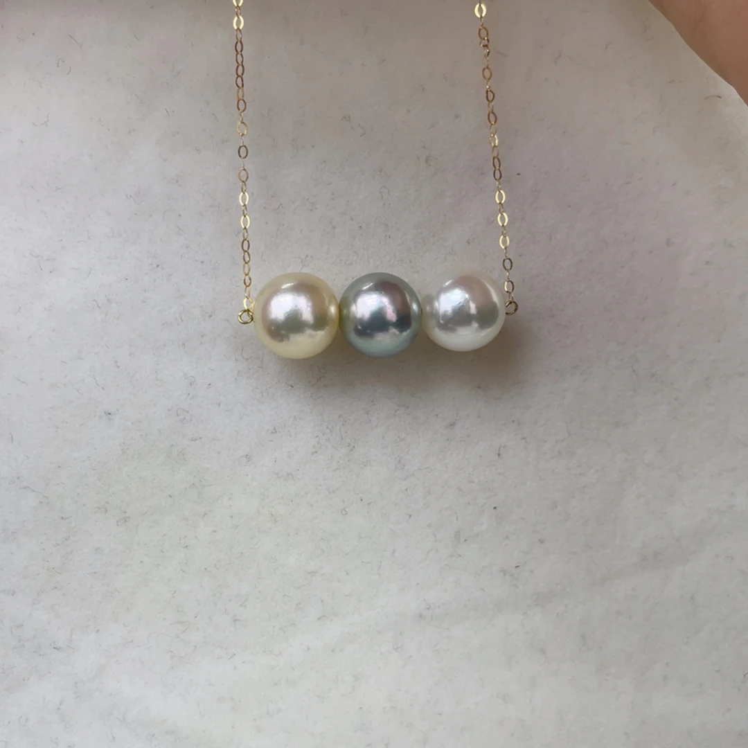 项链18K金镶嵌海水珍珠