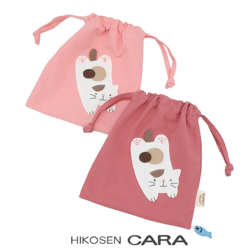 HIKOSEN CARA卡拉猫三花猫束口袋日本设计师原创帆布女可爱收纳包