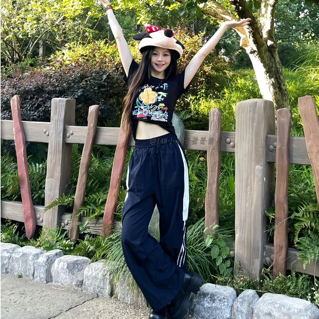 【蕾蕾酱专属】夏季冰感薄款速干侧拉链工装裤小个子高腰松紧休闲裤