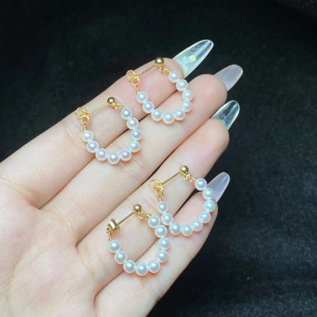 【小北珠宝】淡水珍珠耳扣尺寸约3-4mm【多样性发一件】3-WJ10X115