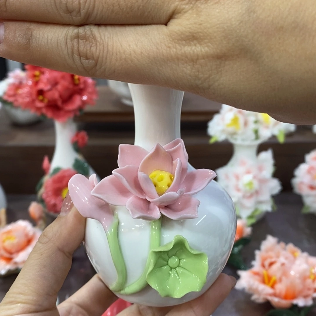 摆件陶瓷手工花摆件