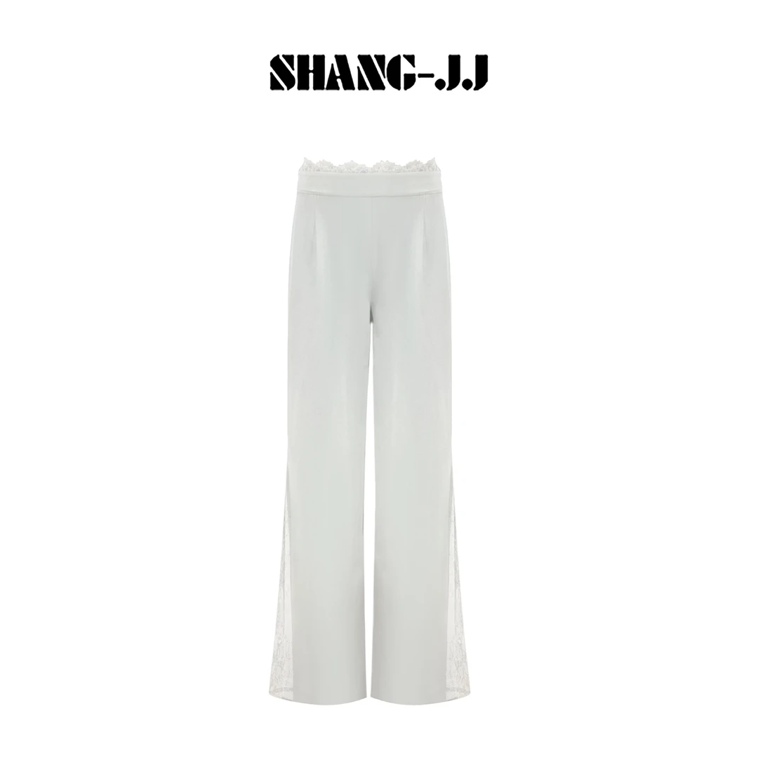 SHANG-JJ【蕾丝空调裤】25ss新款冰感重工蕾丝拼接显瘦西裤q133889p