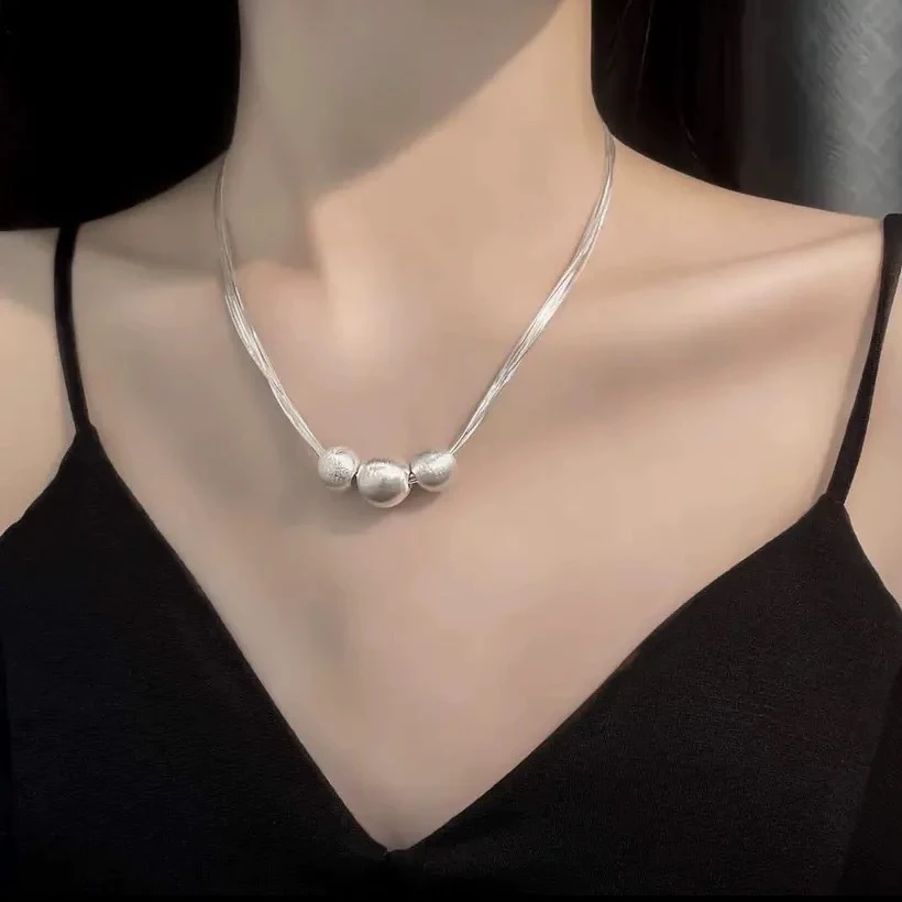 铜合金项链 ［品质款］新品简约锁骨链个性设计感时尚叠戴拉丝项链