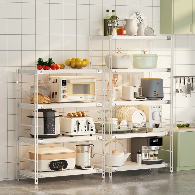 厨房置物架家用落地储物架微波炉烤箱收纳架锅具展示架大容量架子