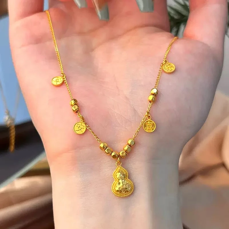 铜合金项链 复古平安葫芦项链饰品轻奢时尚百搭高级感小众设计感