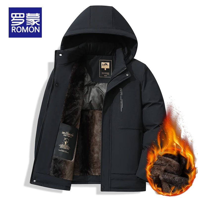 罗蒙男士冬季加绒加厚棉衣商务保暖爸爸冬装男款防风棉服外套棉袄