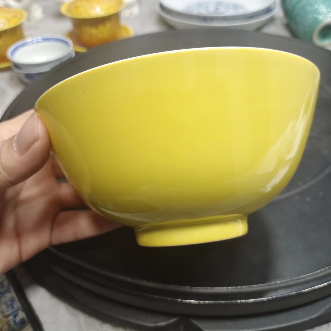 单色釉，柠檬黄碗收藏