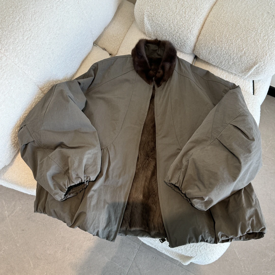 【青羽风】水貂毛领鹅绒服 轻奢气质时尚复古保暖羽绒服外套女