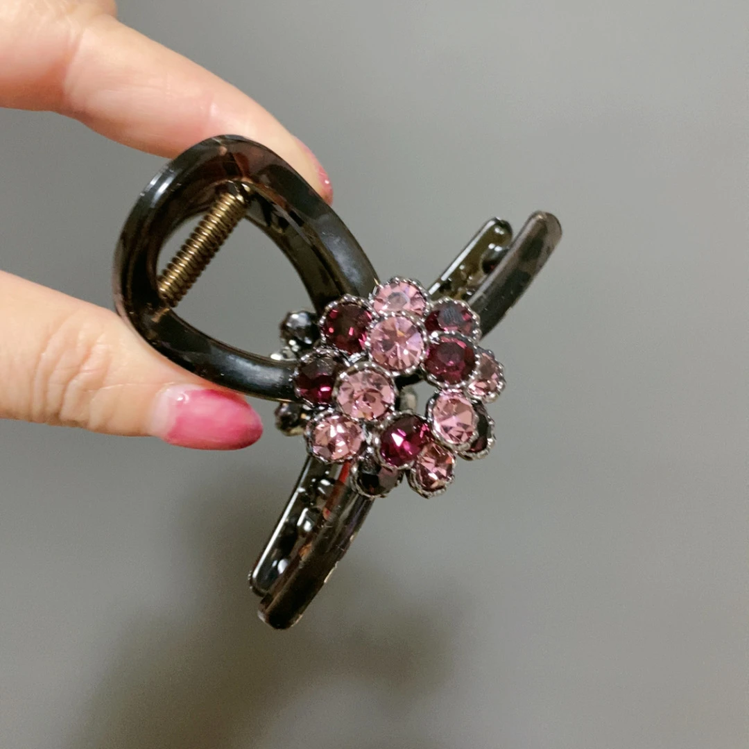 泛思6198花朵重工新款8公分抓夹盘发夹甜美彩色气质小抓夹