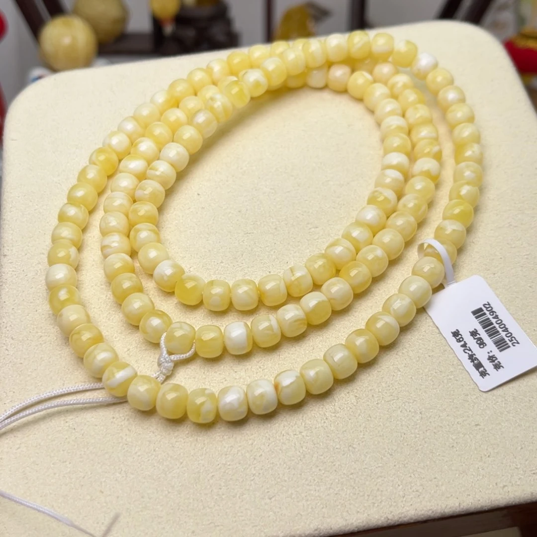 蜜蜡颈饰未镶嵌7精工老型108瓷白花蜡
