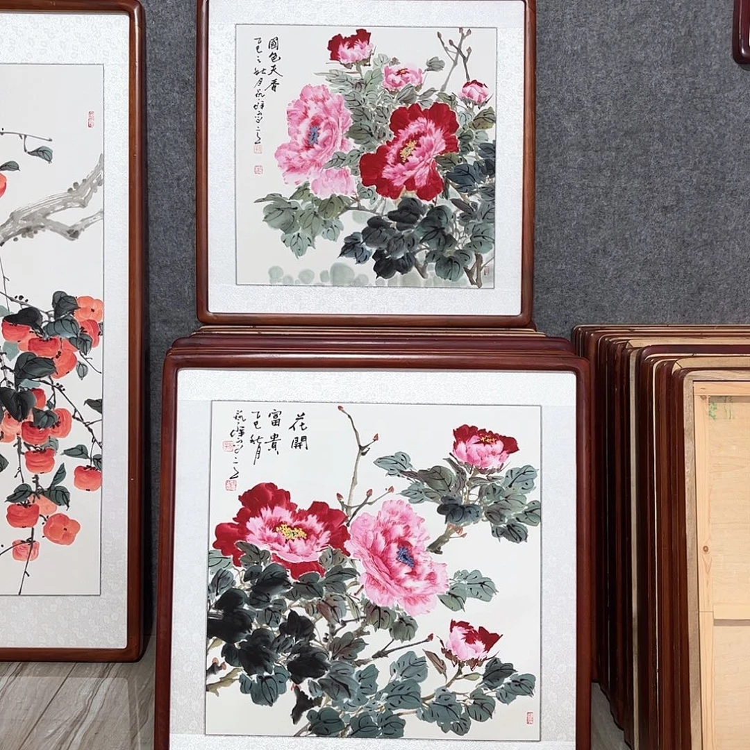 国画书画作品带框63×63