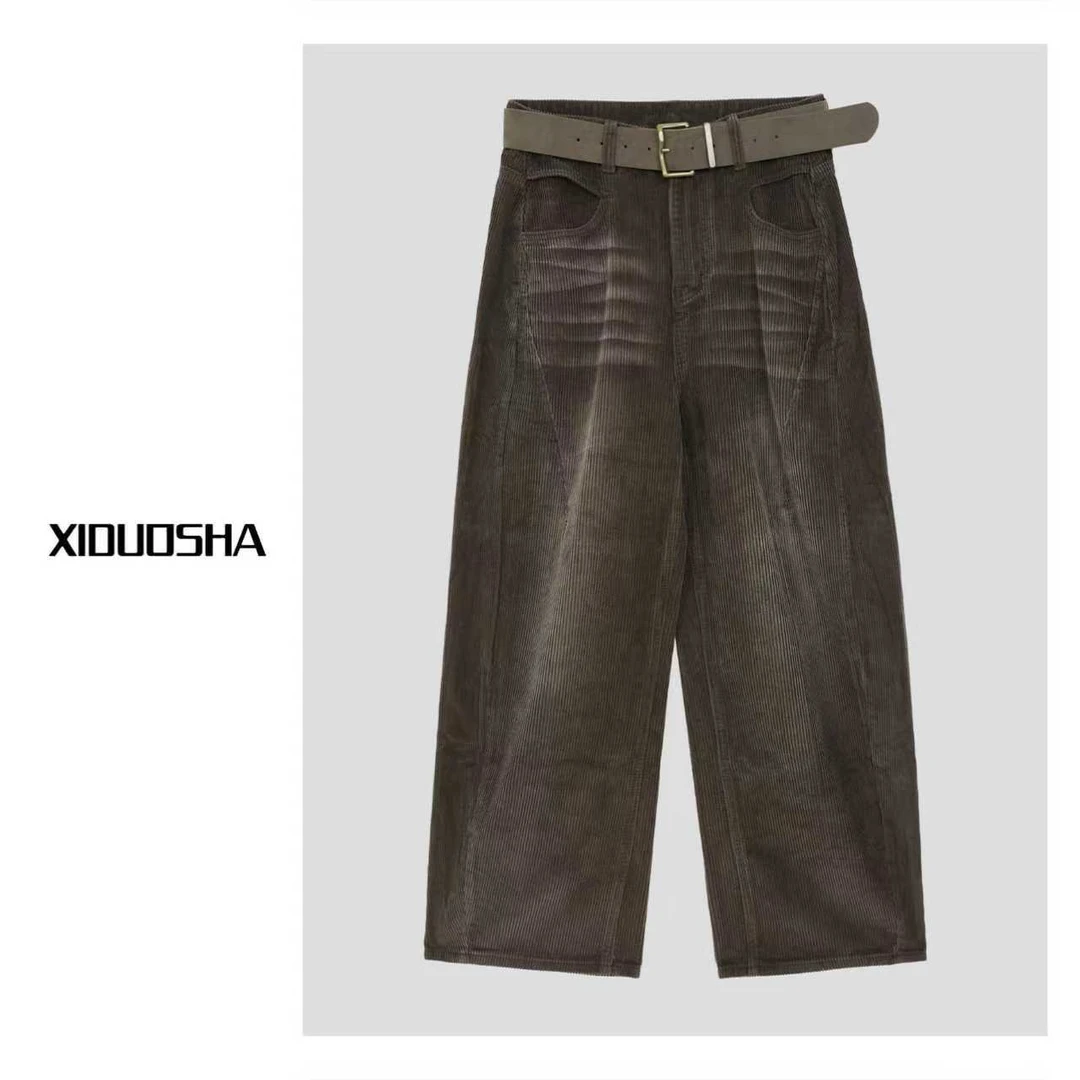 XIDUOSHA/喜朵莎设计款欧货小众高级感灯芯绒直筒裤 XDS1665