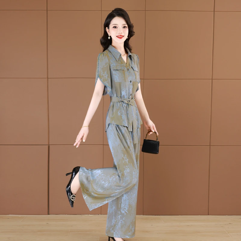 【两件套】26518梦晚夏季贵夫人气质时尚大气休闲修身显瘦套裤-JHY