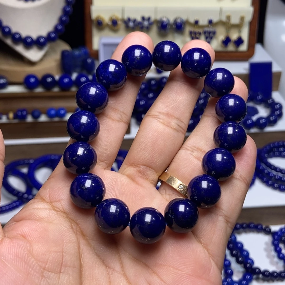 ****青金石未镶嵌老矿 顶高品 手串12.8+