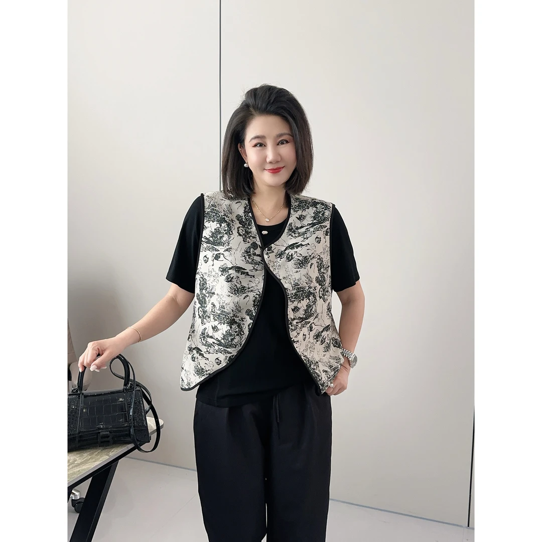 微胖女装【纸鸢】两面穿新中式马夹不规则国风马甲高级感坎肩20635