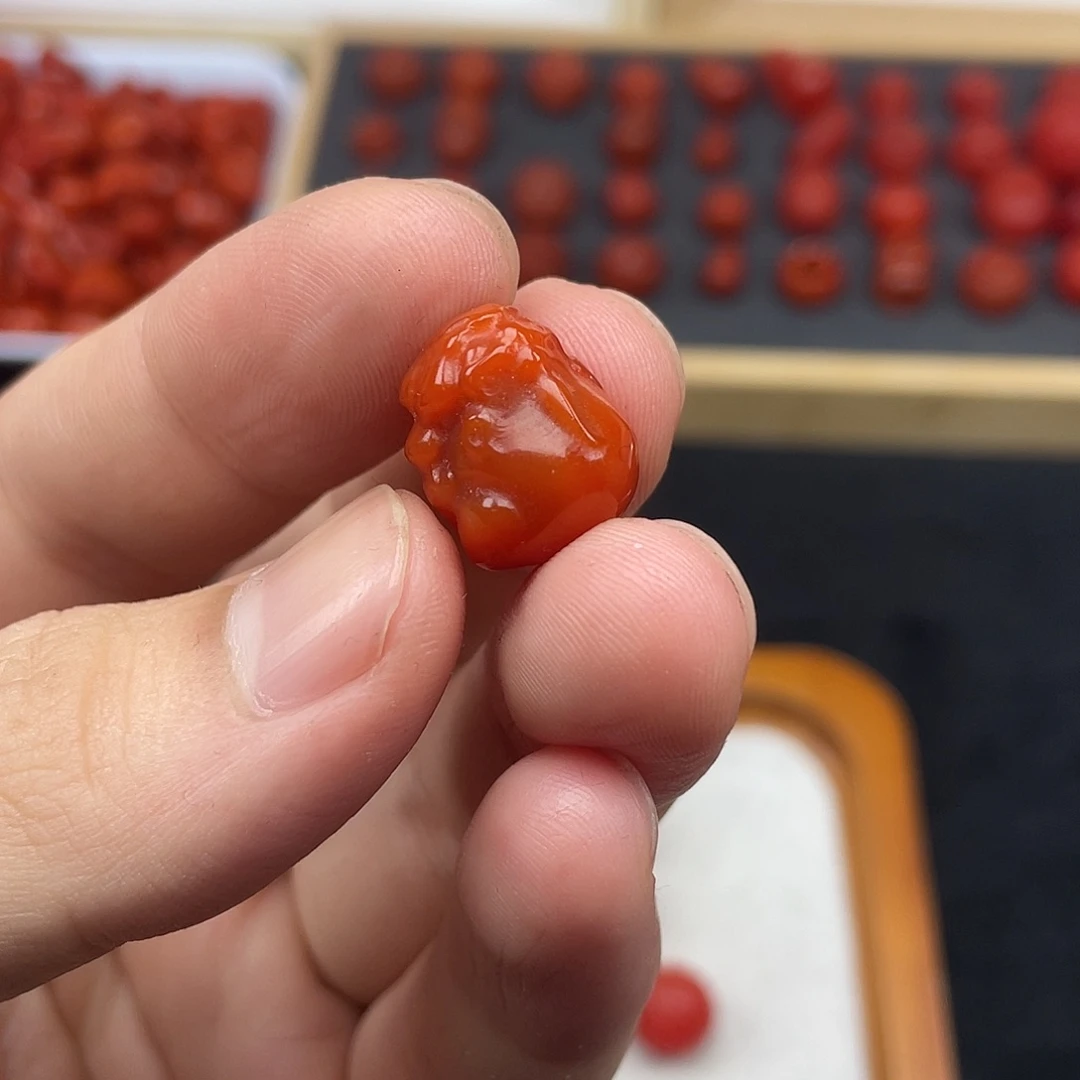 南红玛瑙10号瓦西柿子红貔貅未镶嵌