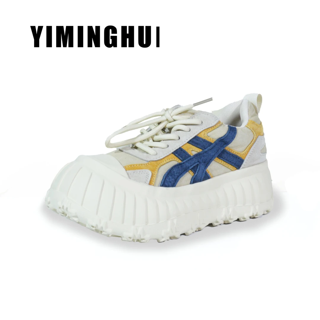 25年秋季新款拼色松糕底马卡龙潮流时尚百搭老爹鞋女士ins厚底